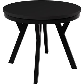 Kulatý stůl HAX 90cm rozkládací do 190cm černý mat, černé nohy